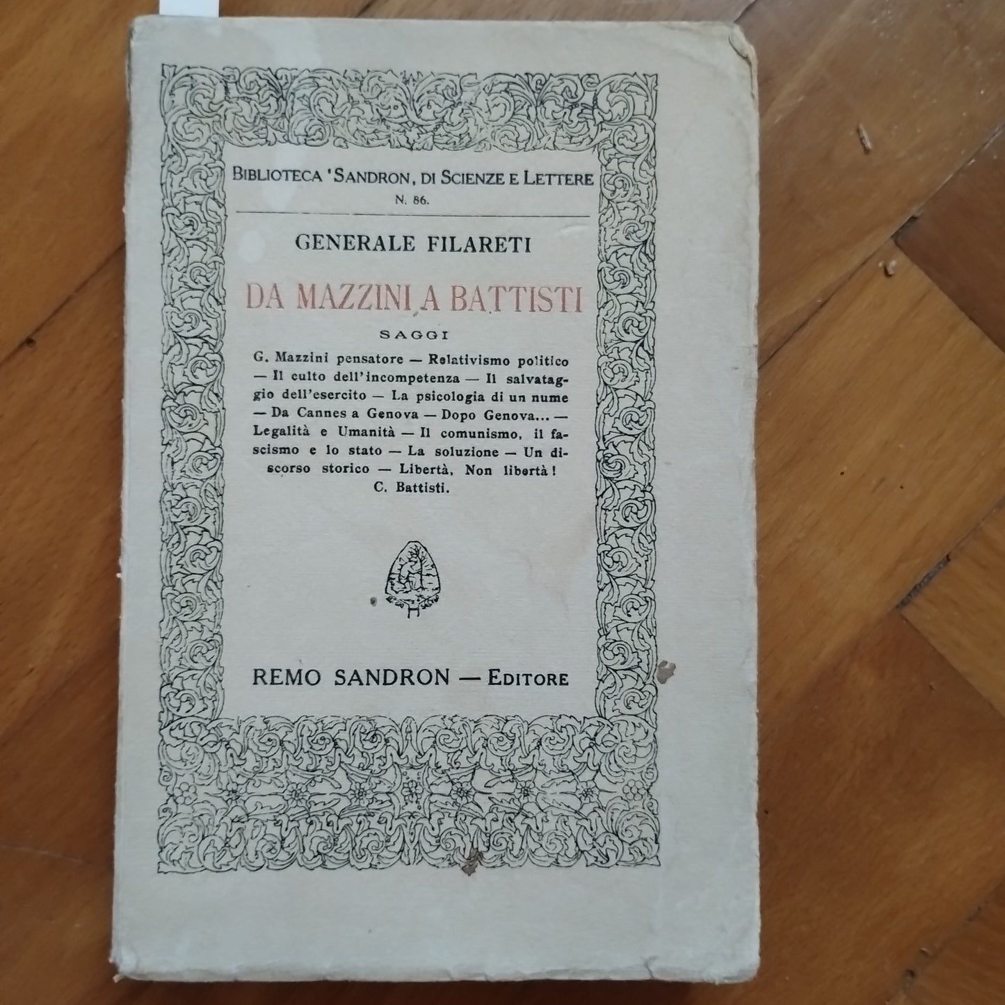Da Mazzini a Battisti di Generale Filareti Sandron, 1923