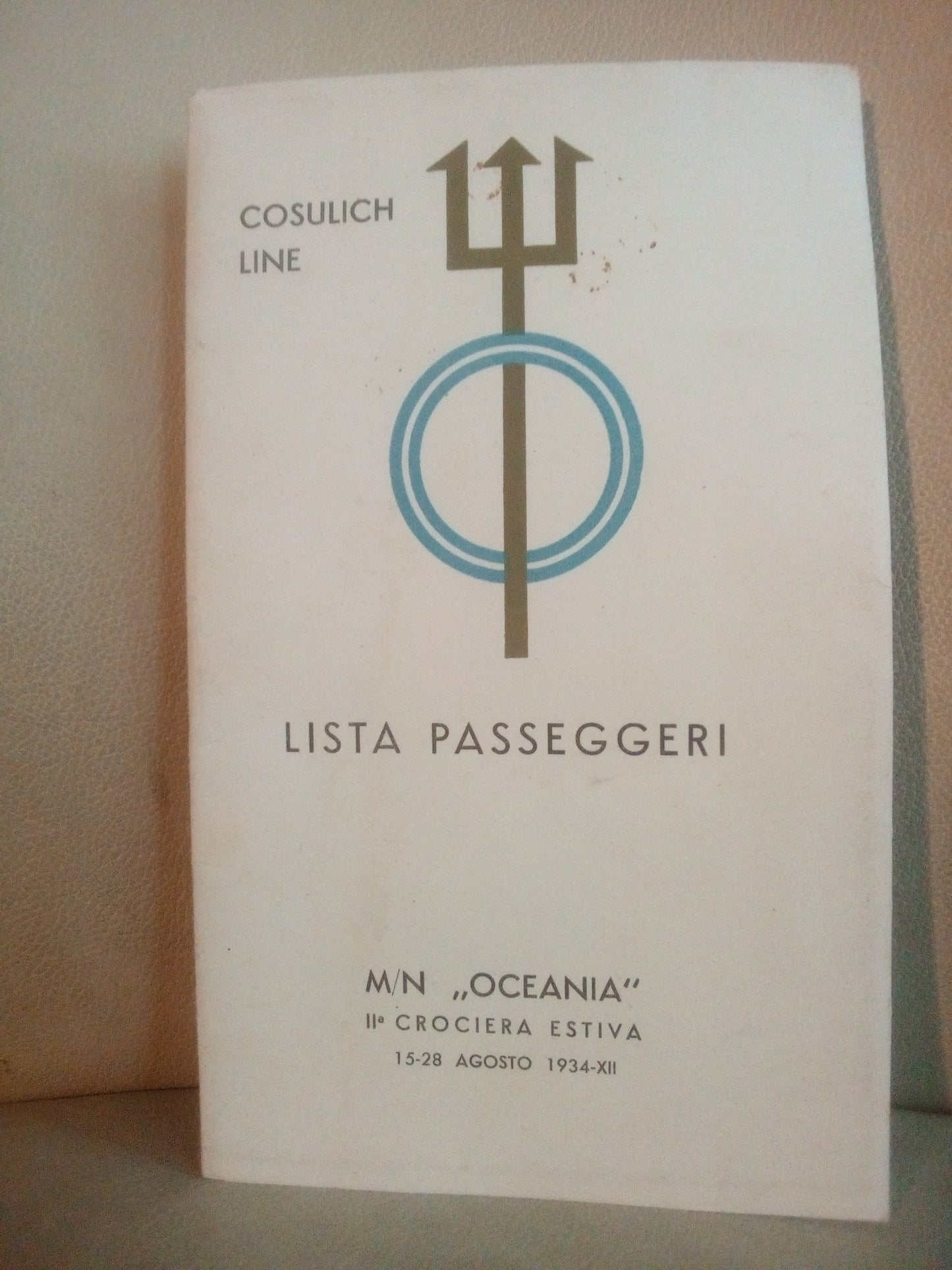 Cosulich line, LISTA PASSEGGERI - OCEANIA IN CROCIERA ESTIVA, AGOSTO 1934
