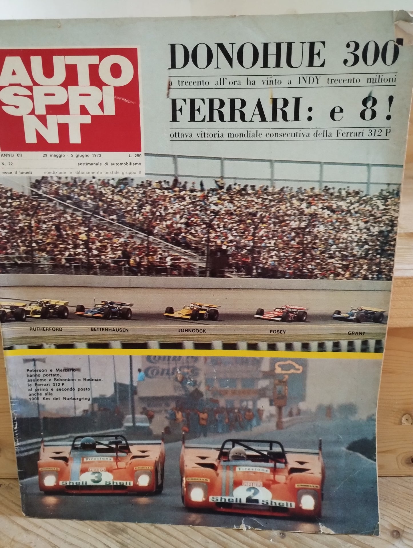 Autosprint maggio 1972 n. 22 - settimanale di automobilismo, Ferrari, Donohue 300