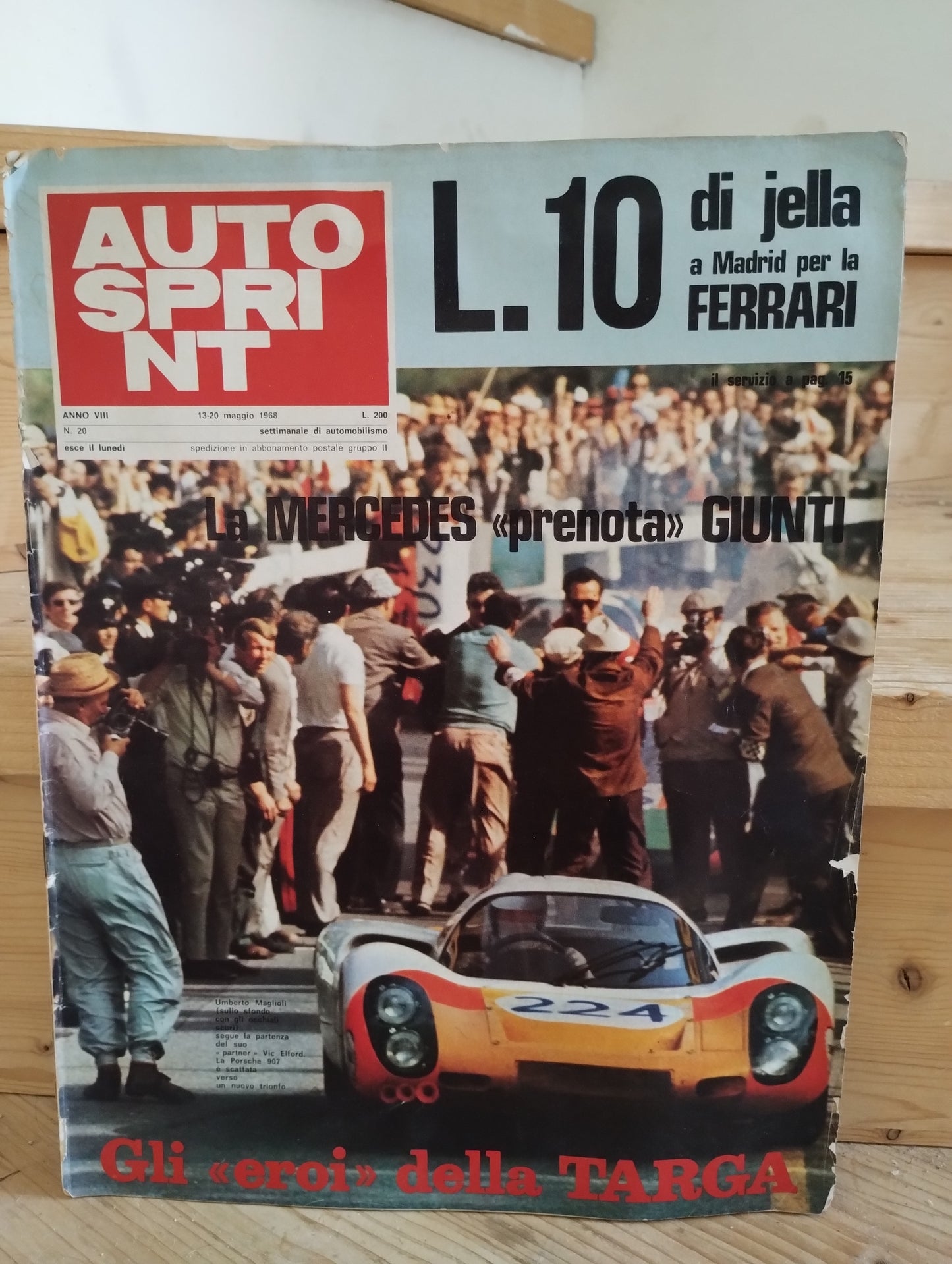 Autosprint maggio 1968 n. 20 settimanale di automobilismo, Ferrari, Mercedes