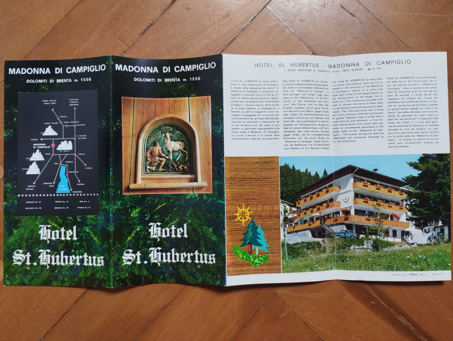 MADONNA DI CAMPIGLIO, HOTEL ST. HUBERTUS, BROCHURE ANNI 60- 70