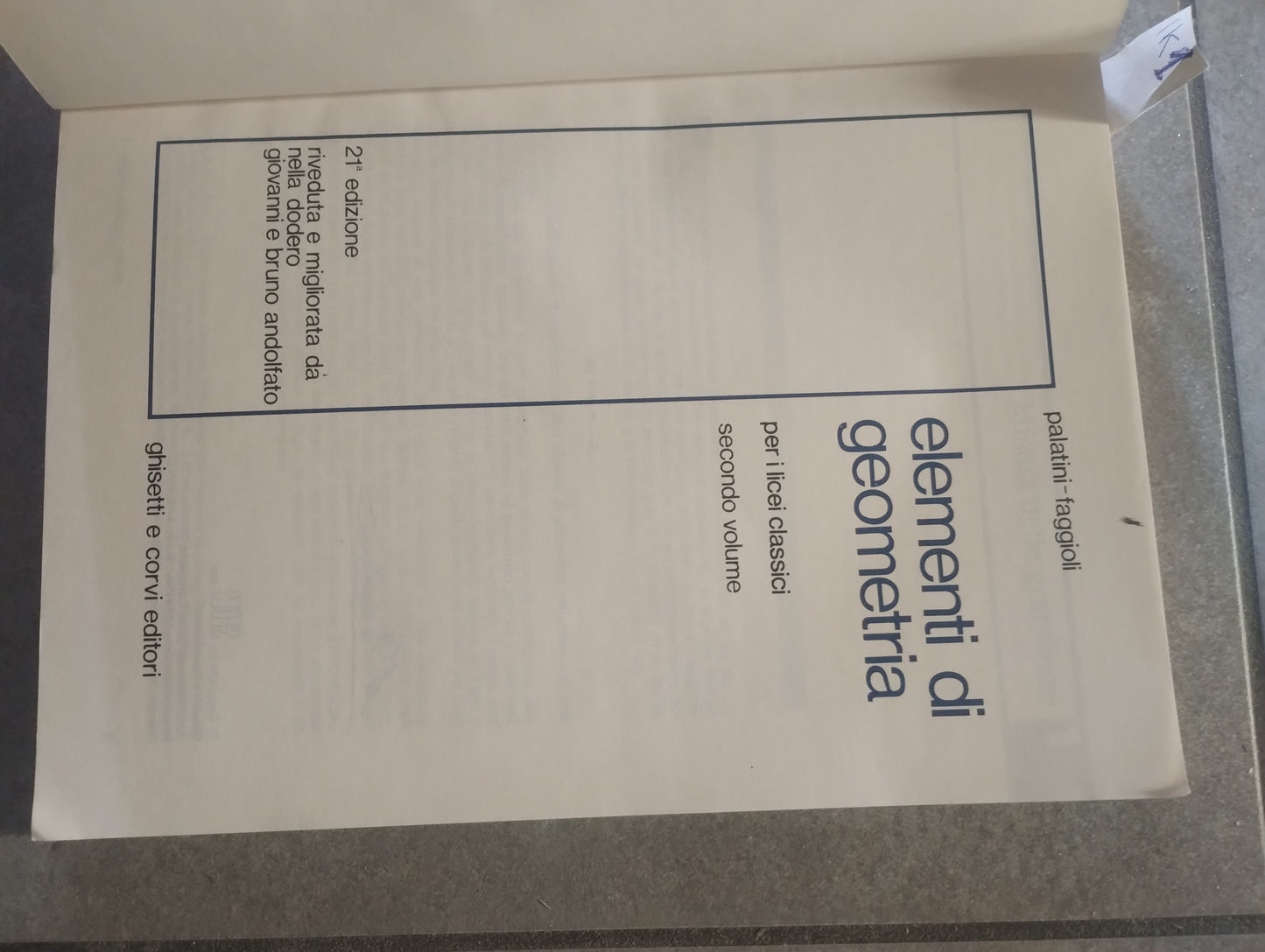 Elementi di geometria peri licei classici. Palatini, Faggioli. Ghisetti e corvi ed.