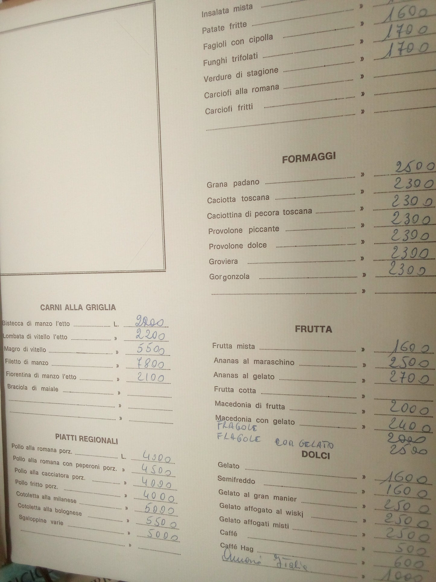 Menù storico vintage 1971 del ristorante da Checco dello Scapicollo, con dedica di Luigi Carnacina