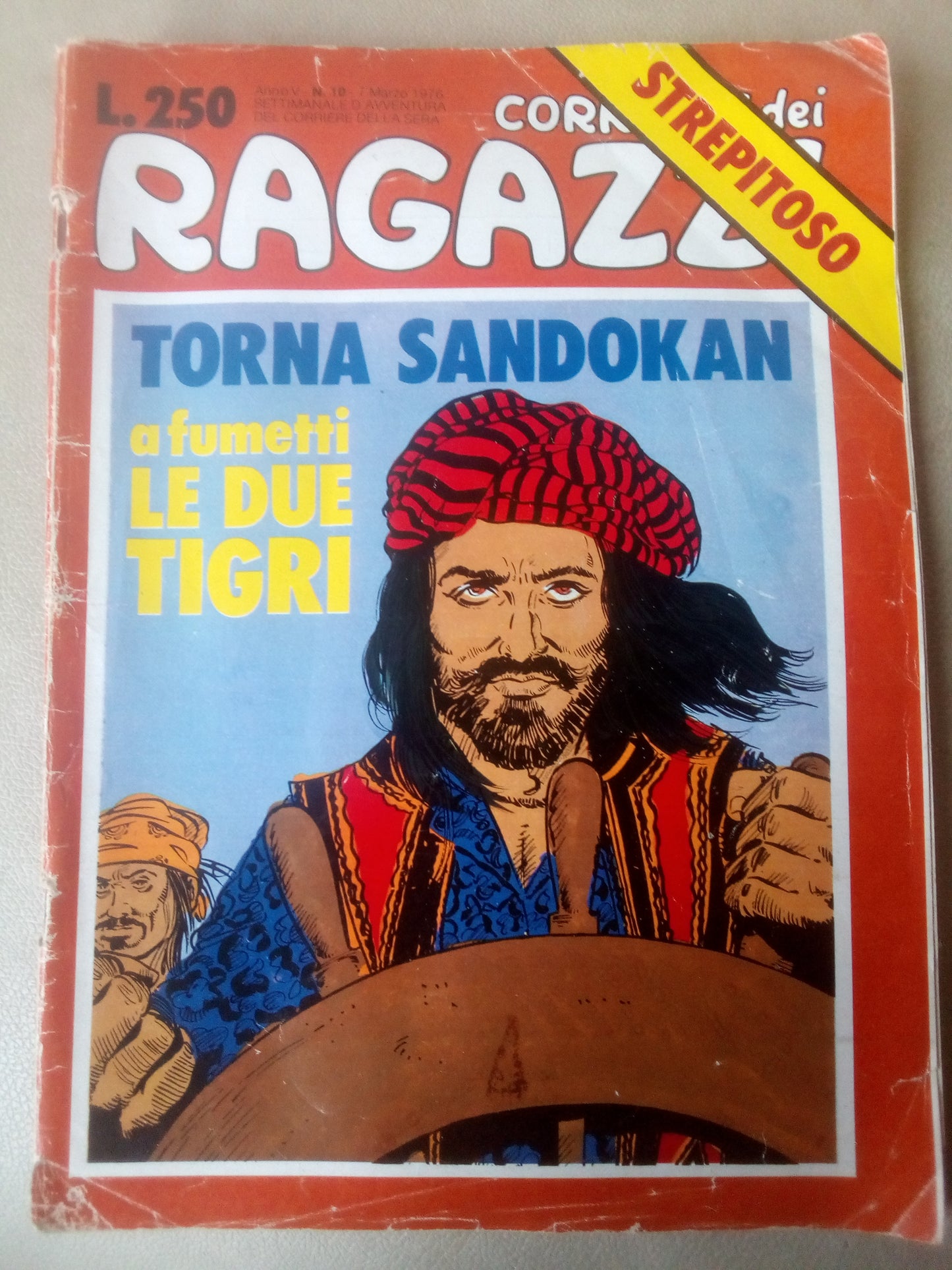 Corriere dei ragazzi: Torna Sandokan, a fumetti Le due tigri. Marzo 1976