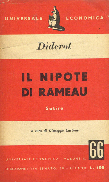 Il nipote di Rameau. Diderot. (a cura di G. Carbone). Universale Economica