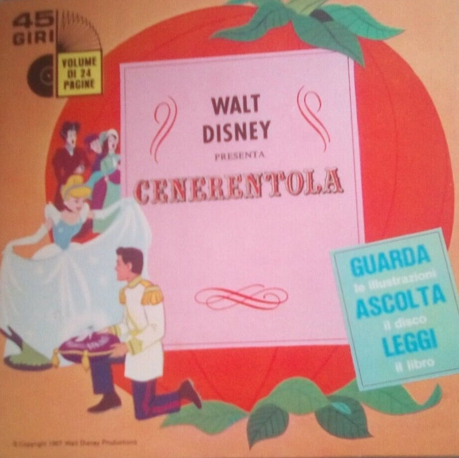 45 giri  "Cenerentola" libro disco GUARDA ASCOLTA LEGGI Walt Disney