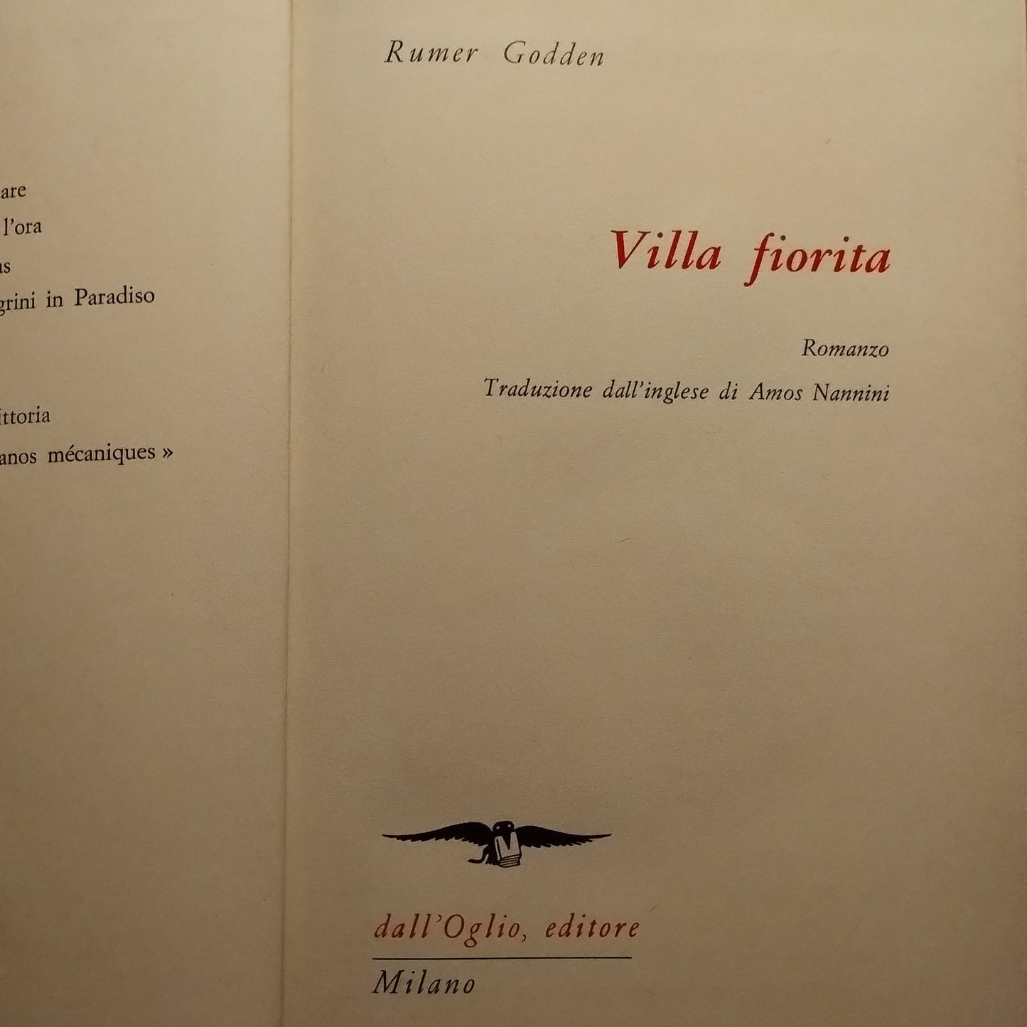 Villa fiorita, Rumer Godden, dall'Oglio ed.