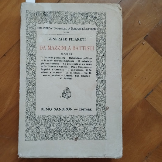 Da Mazzini a Battisti di Generale Filareti Sandron, 1923