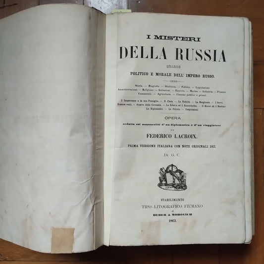 I misteri della Russia. Federico Lacroix, Stabilimento tipo-litografico fiumano Huber Mohovich 1863