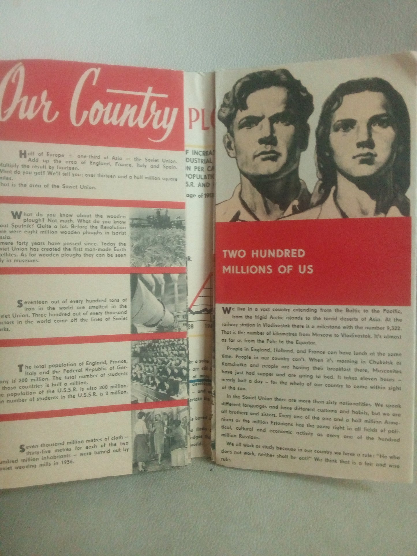 U.S.S.R. 1958 depliant informativo pubblicitario in inglese