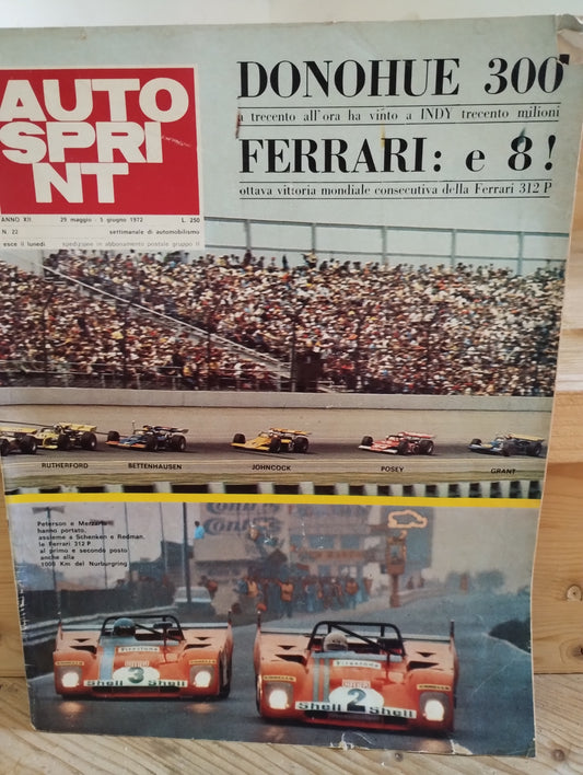 Autosprint maggio 1972 n. 22 - settimanale di automobilismo, Ferrari, Donohue 300