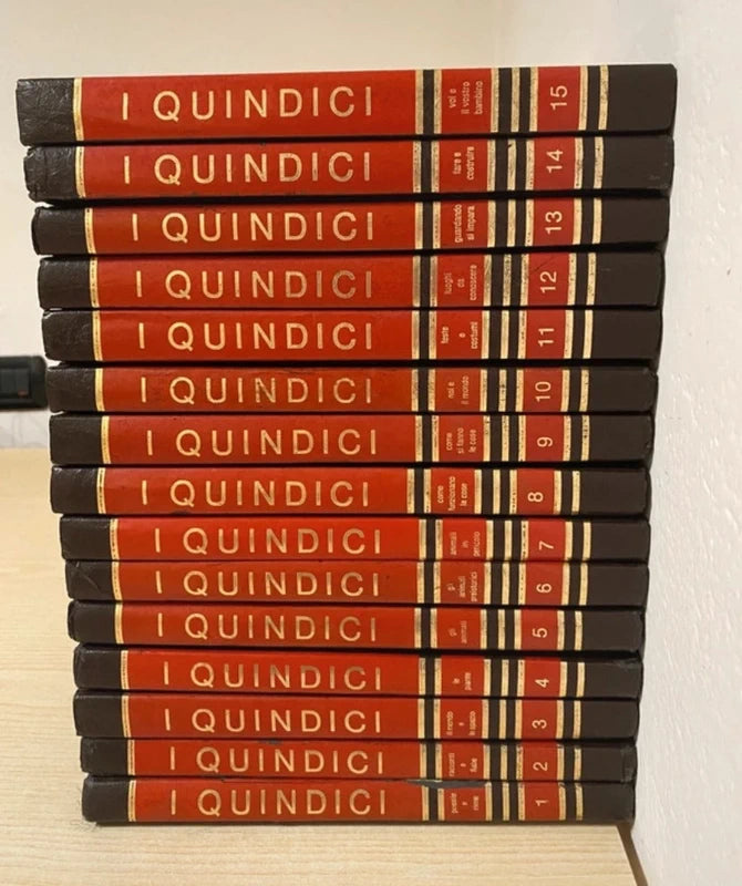 Enciclopedia I Quindici 1982 copertine rosse e marroni - completa, contiene anche: fare e costruire, poesie e rime, racconti e fiabe