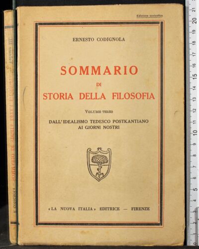 Sommario di storia della filosofia. Vol 3 - Ernesto Codignola (Autore) La Nuova Italia