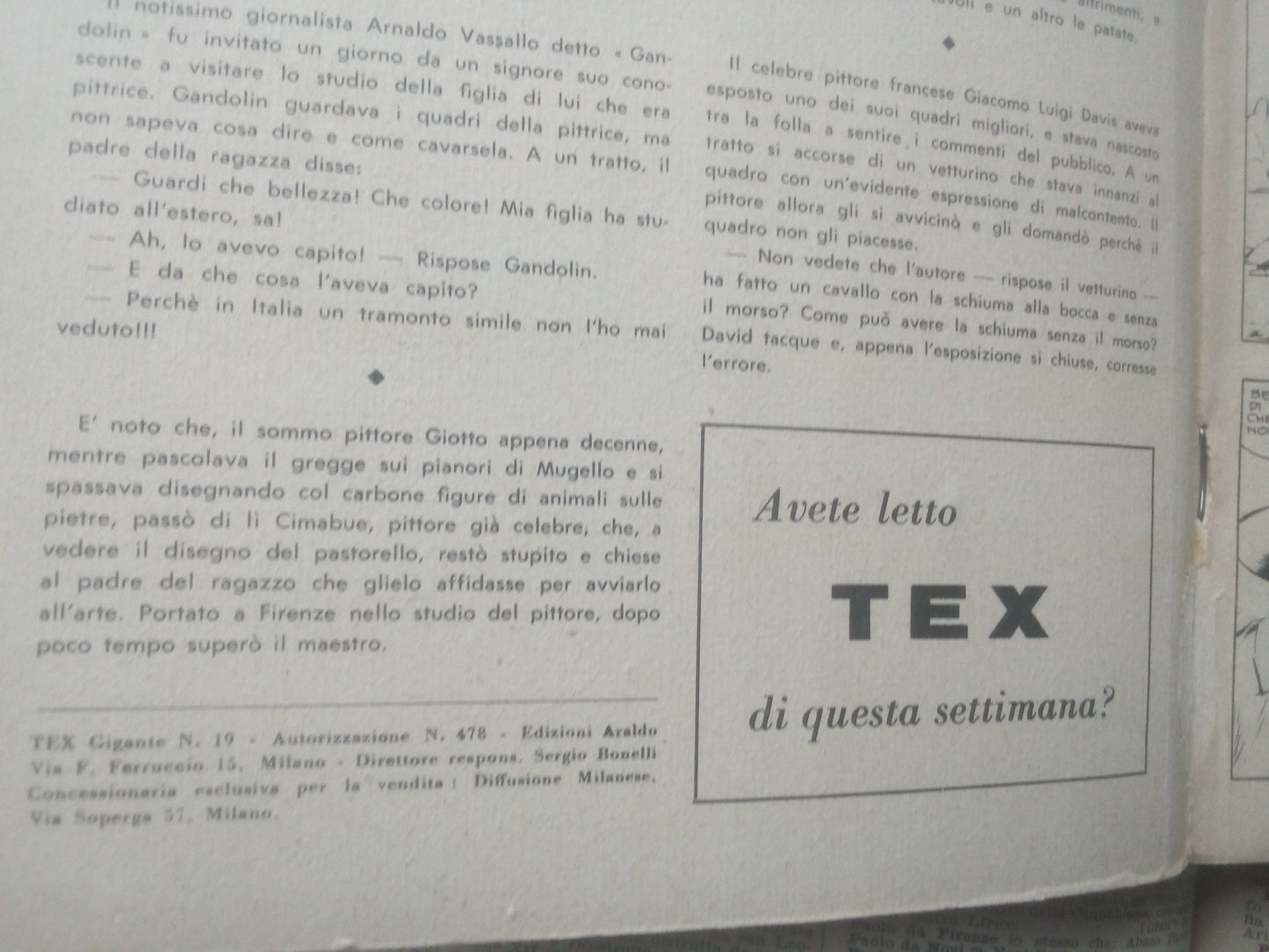 Tex spillato n. 19, aut. 478, ed. Araldo La fine di Lupo bianco