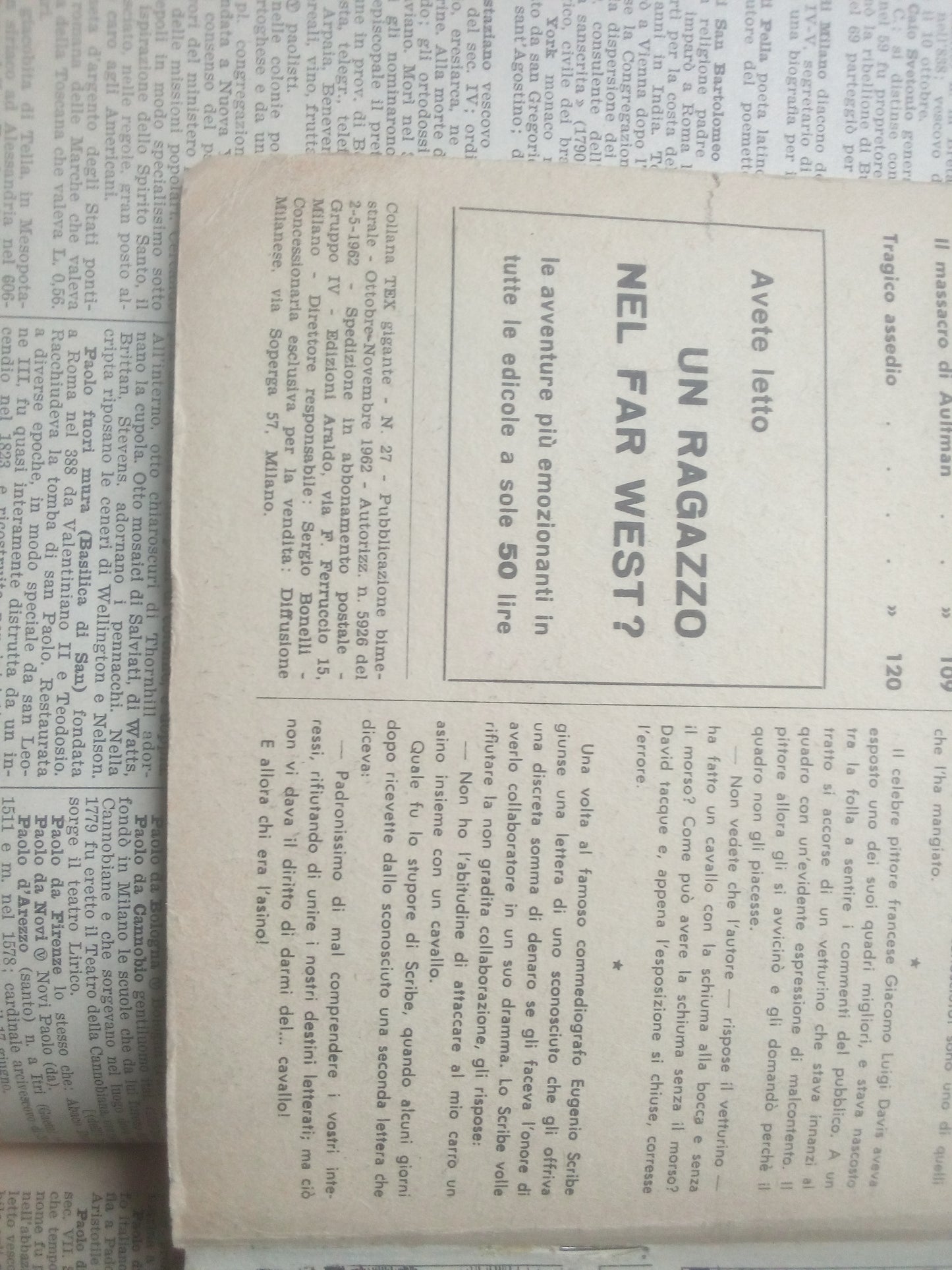 Tex spillato n. 27 - Assedio al posto n. 6 - Lire 200,  aut. 5626 - Araldo