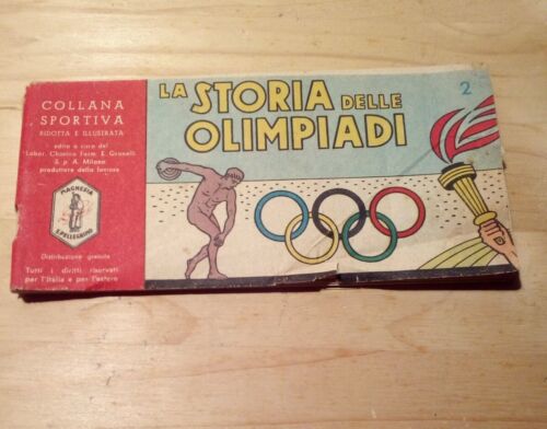 Storia Delle Olimpiadi, Collana Sportiva Ridotta Illustrata, 1960 sponsor Magnesia S. Pellegrino, pubblicità vintage