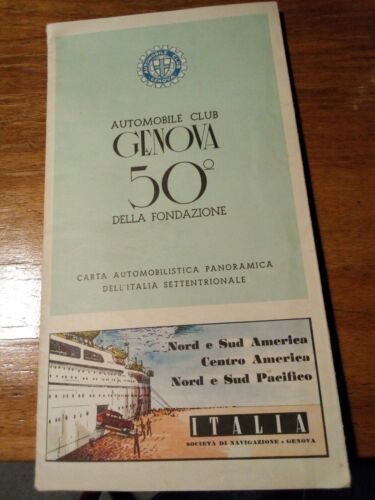 Carta Automobilistica Panoramica dell'Italia Settentrionale con Vecchia Pubblicità - Automobile Club