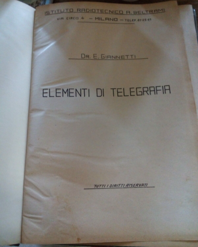 Elementi Di Telegrafia Dr. Giannetti Beltrami
