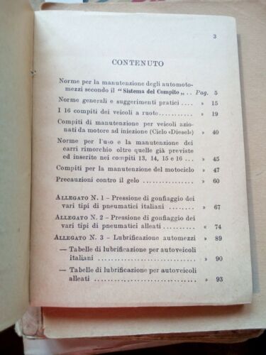 Norme per l'ispezione manutenzione dell'automotoveicolo 1946 ministero guerra